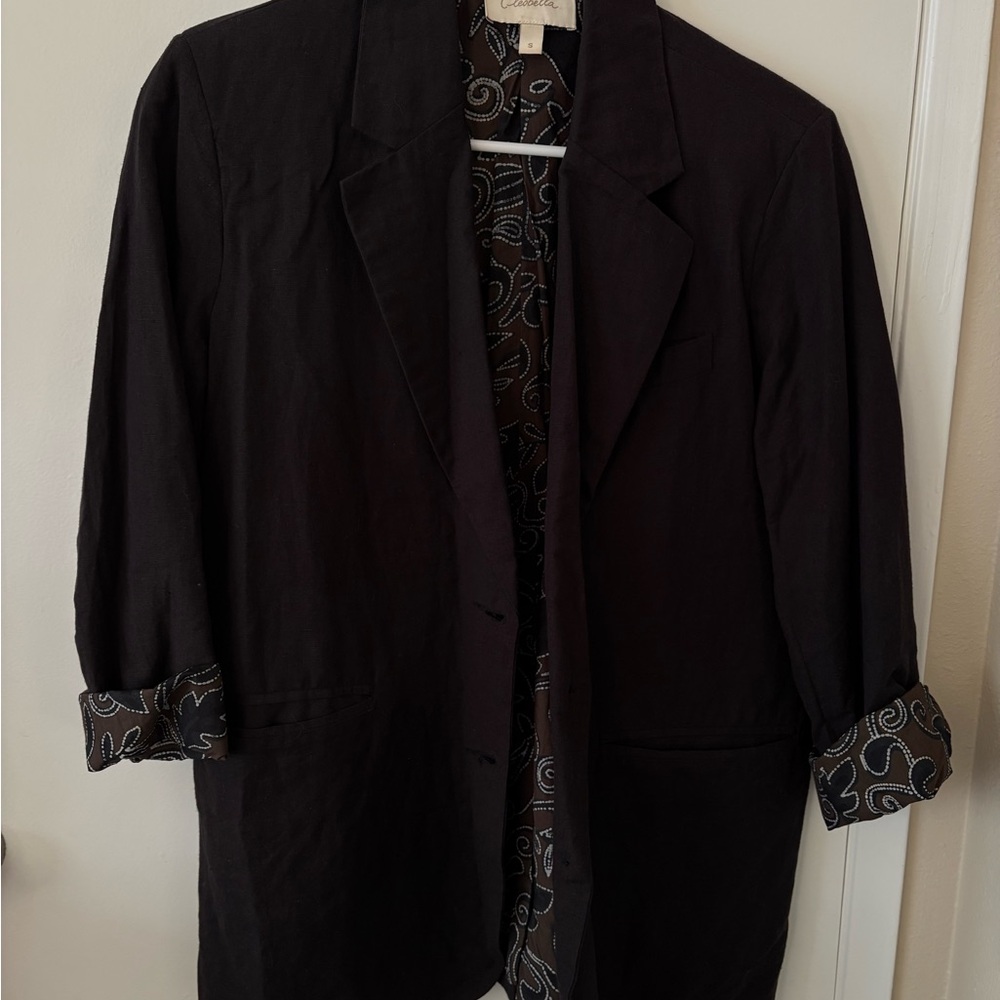 Cleobella Black Blazer with Patterned Lining